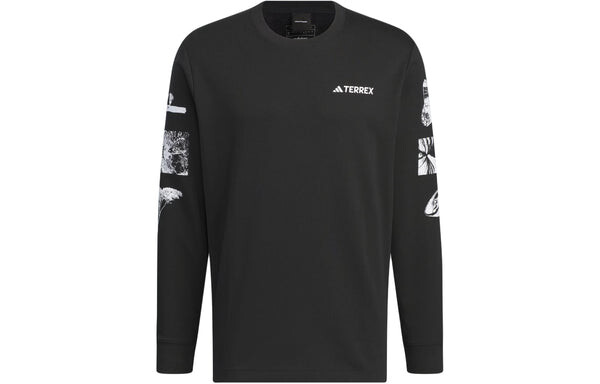 Футболка national geographic aeroready graphic длинный рукав футболка азиатские размеры Adidas, черный — фото 2