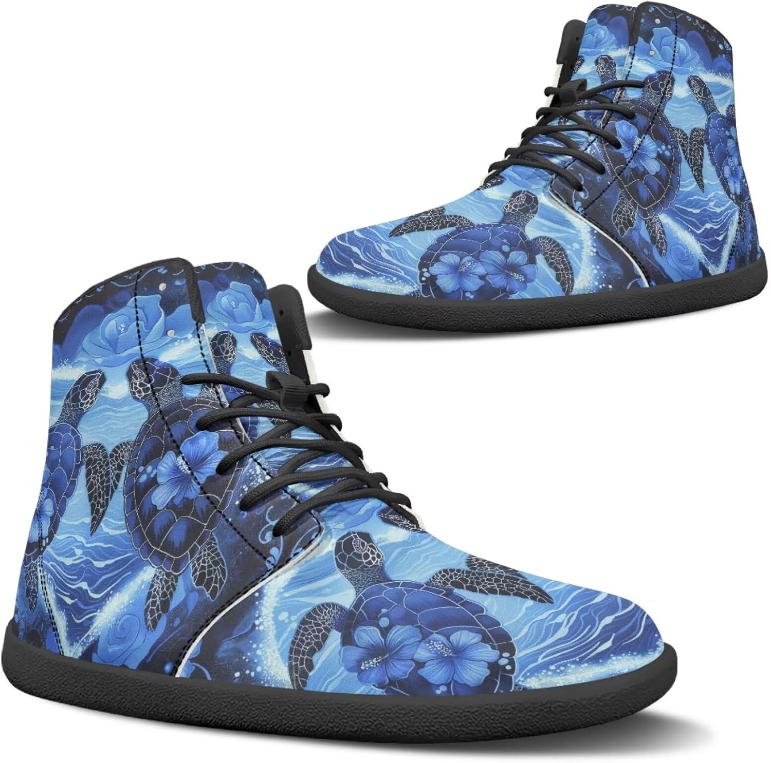 

Высокие кроссовки Binienty из водонепроницаемой PU-кожи для женщин и мужчин с широким носком и эффектом босоногости, Sea Turtle Couple