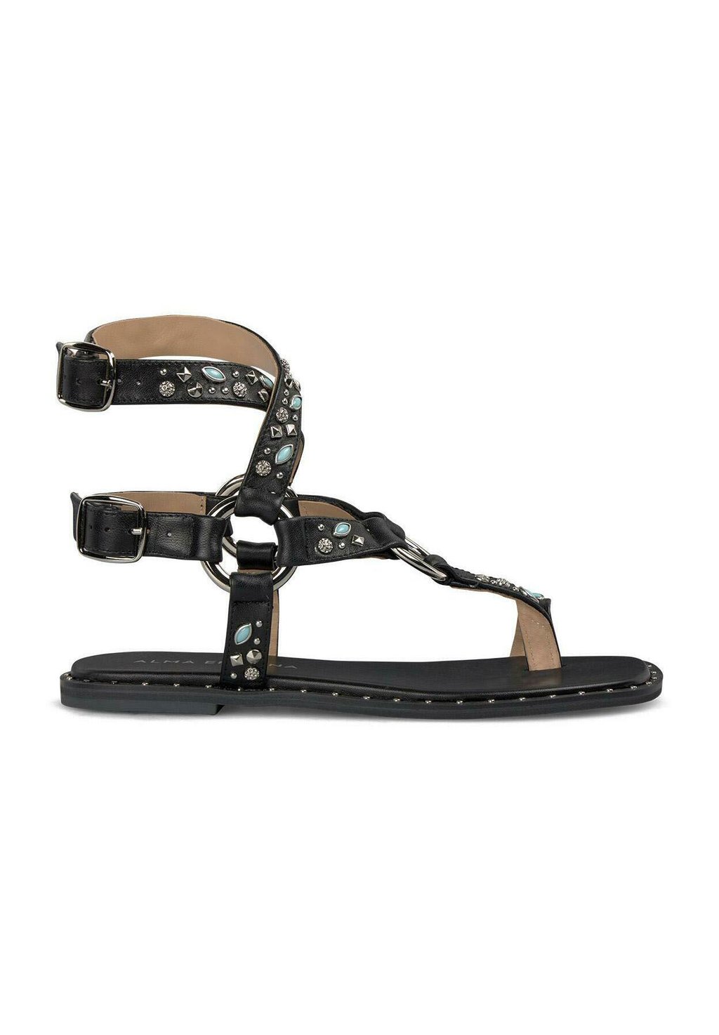 Сандалии с манжетой на щиколотке PLANA DE CON PUNTERA CUADRADA Y CIERRE CON HEBILLA - T-bar sandals Alma en Pena, черный — фото 2