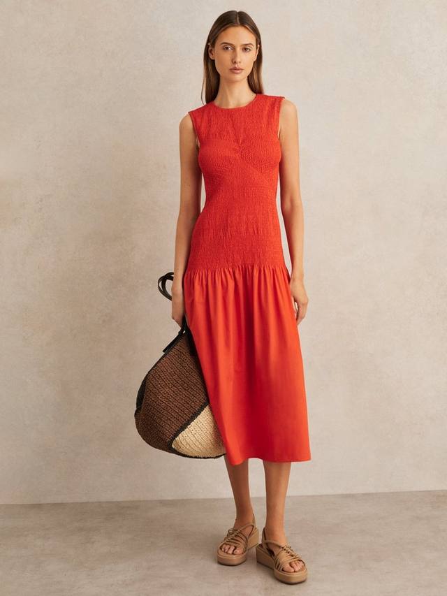 

Платье миди Petite Annabel с присборенными деталями Reiss, Red