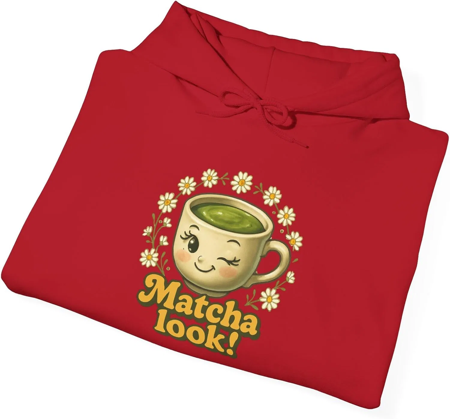 Худи женское с принтом Matcha Look, Cherry Red — фото 4