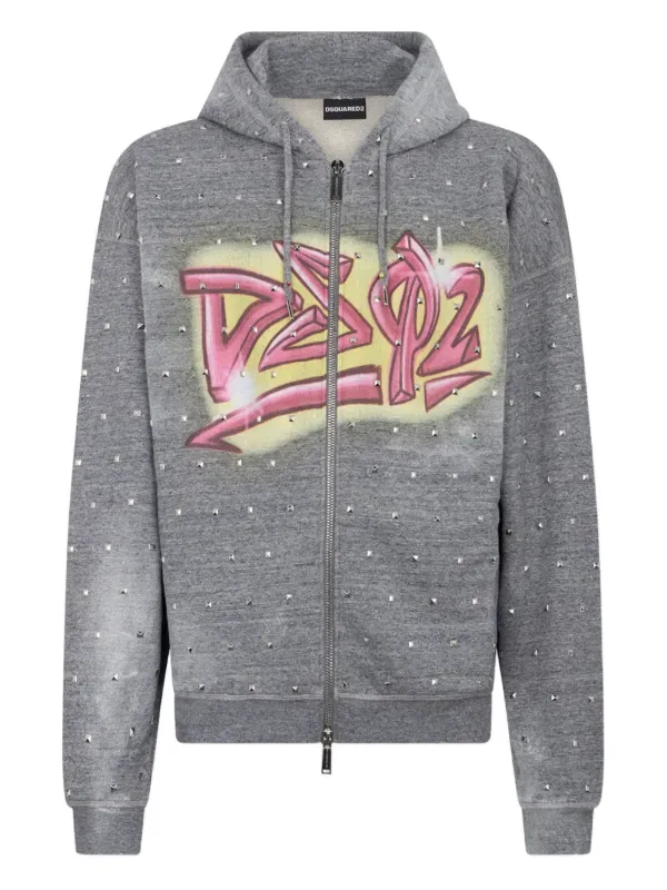 Толстовка Rebel с заклепками Dsquared2, серый