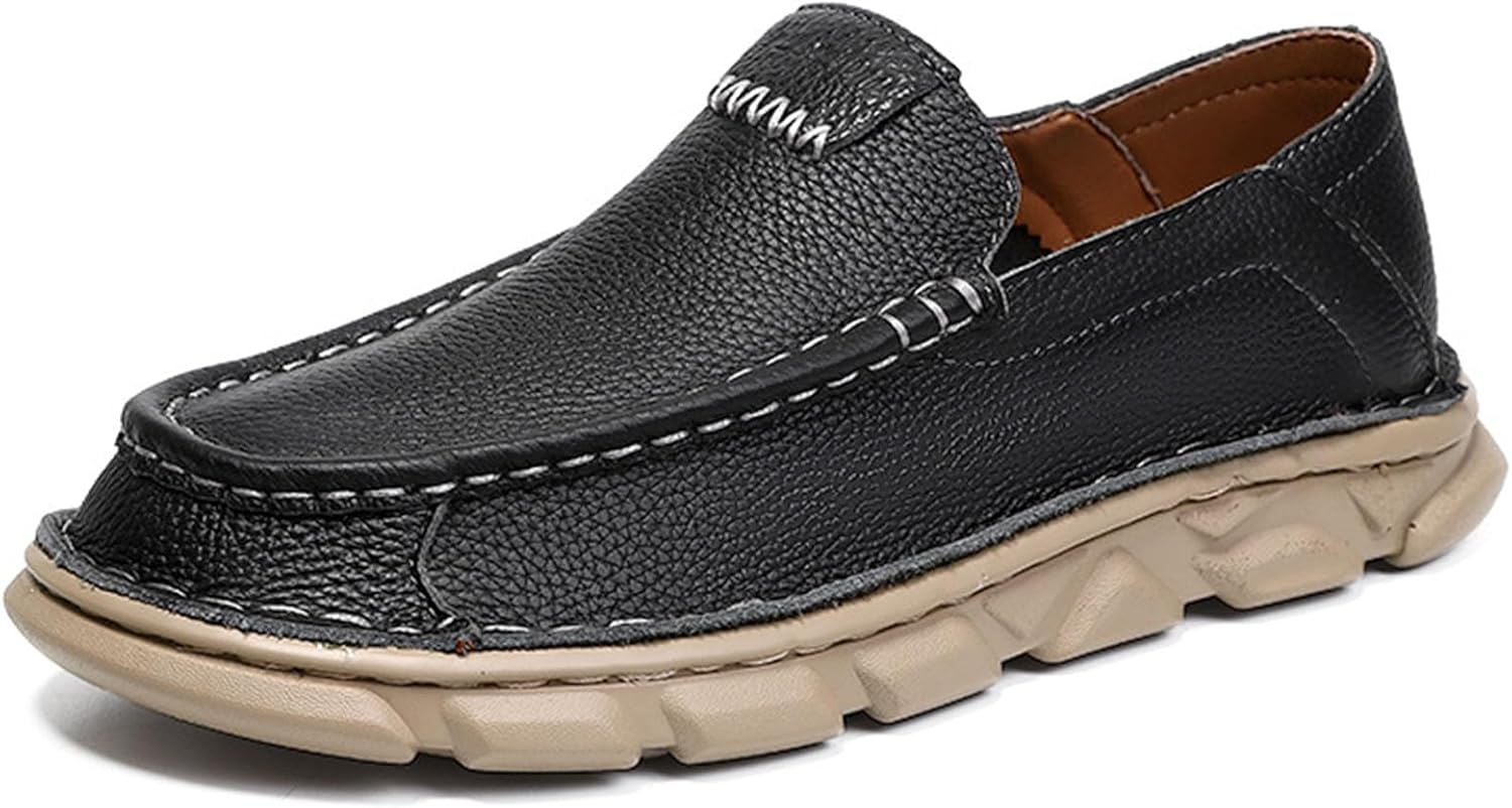 

Мужские классические деловые лоферы из натуральной кожи, ручная прошивка - слипоны, противоскользящие, легкие обувь, для повседневной и уличной носки Zppordmr, черный