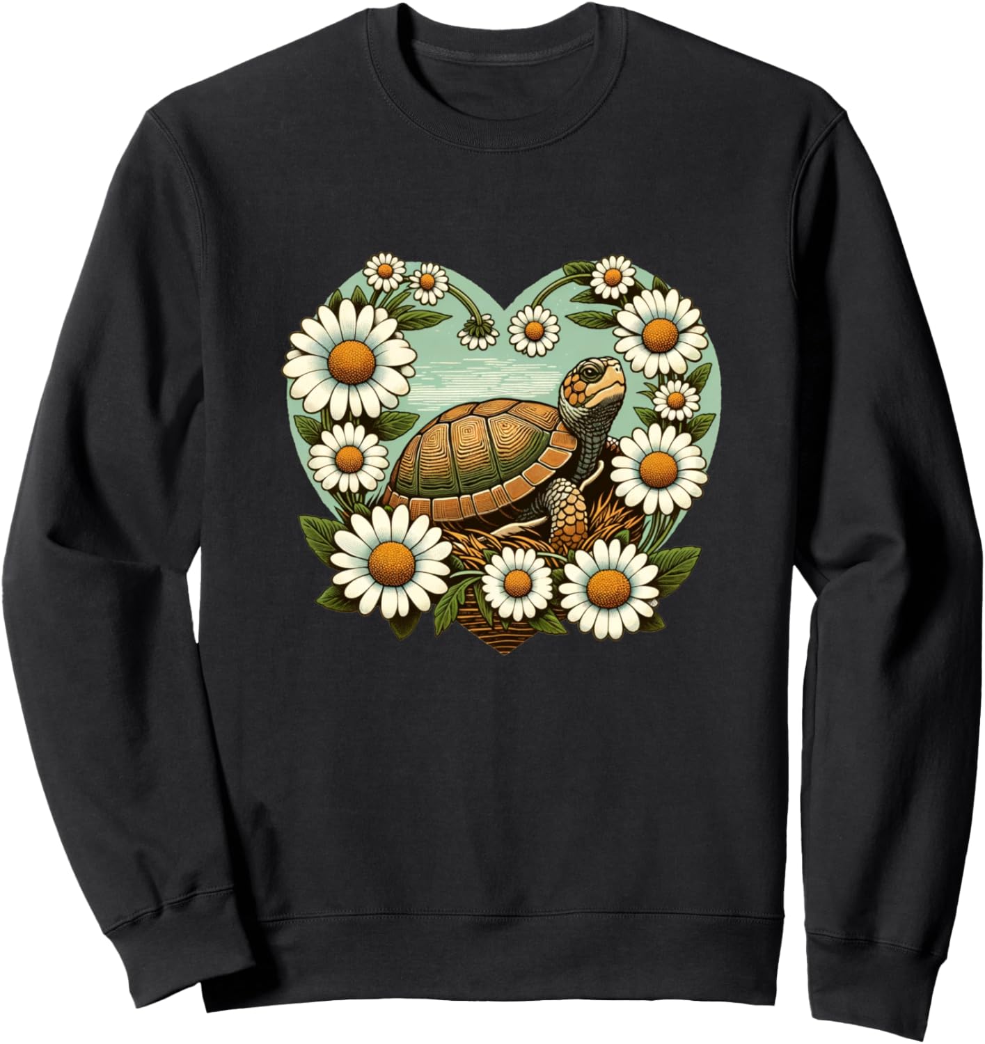 

Футболка с изображением черепахи в коробке, ромашки и забавной черепахи Turtle Snugg, черный