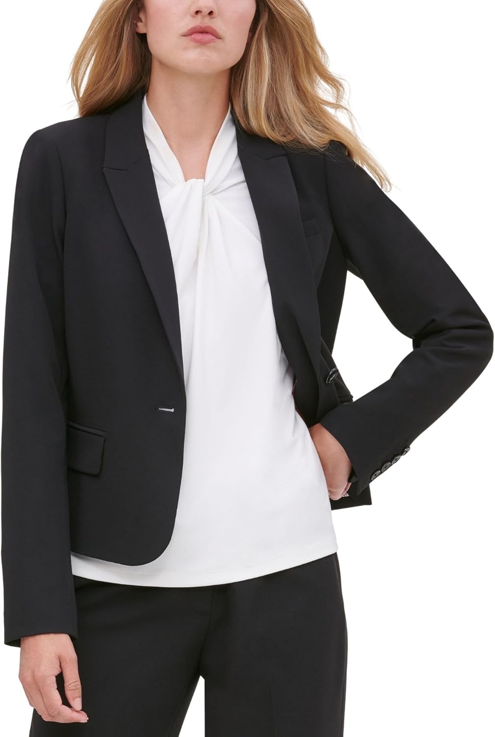 

Женский блейзер Tommy Hilfiger - деловой пиджак с выгодным кроем и застежкой на одну пуговицу., Dark Black