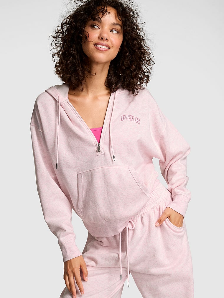 

Толстовка с капюшоном Ivy Fleece Campus с застежкой-молнией на половину длины Pink, heathered pink petal woven shine
