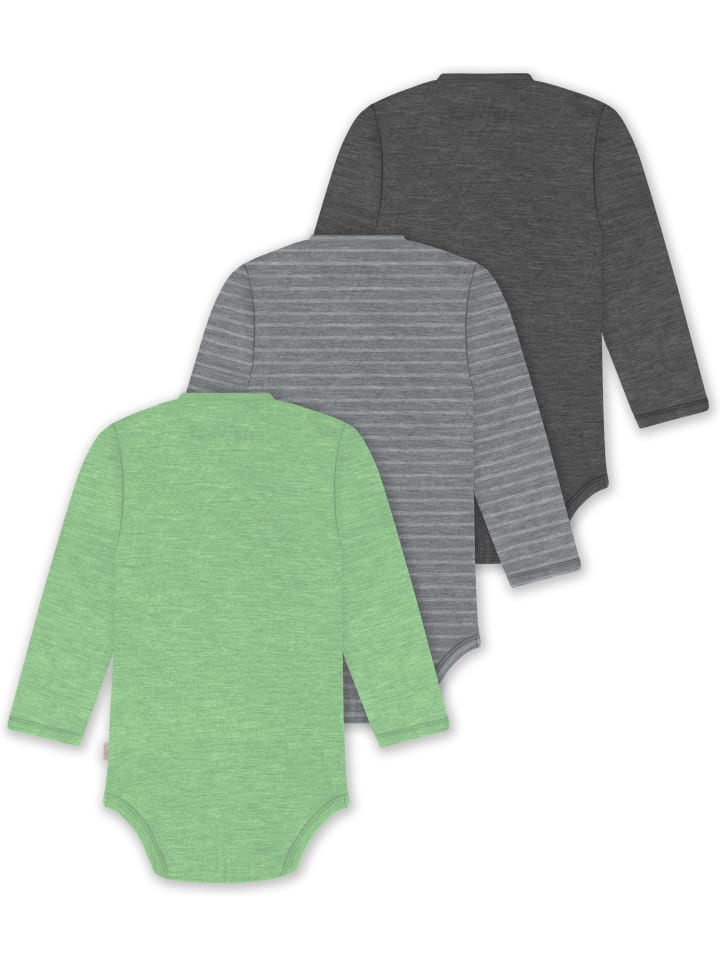 Normani Outdoor Sports Комплект из 3 боди для младенцев, боди-халатов, боди для малышей антрацитового/серого/зеленого цвета — фото 2