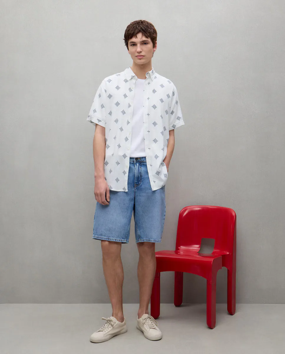

Мужские шорты-бермуды из эластичного денима с пятью карманами Easy Wear, бледно-голубой