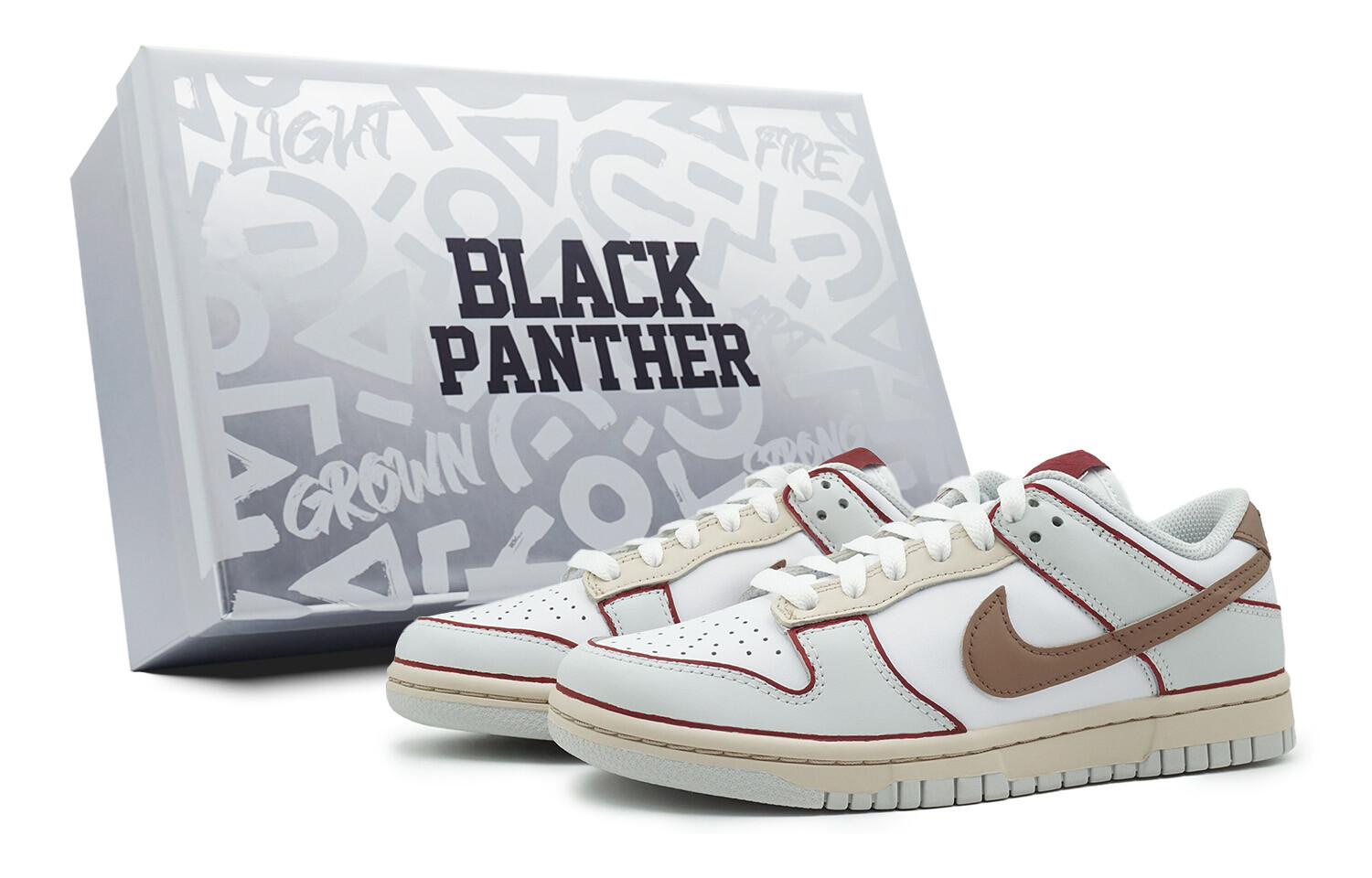 

Кроссовки Nike Dunk Skateboarding Shoes Women's Low-top Grey/white/brown, светло-серый