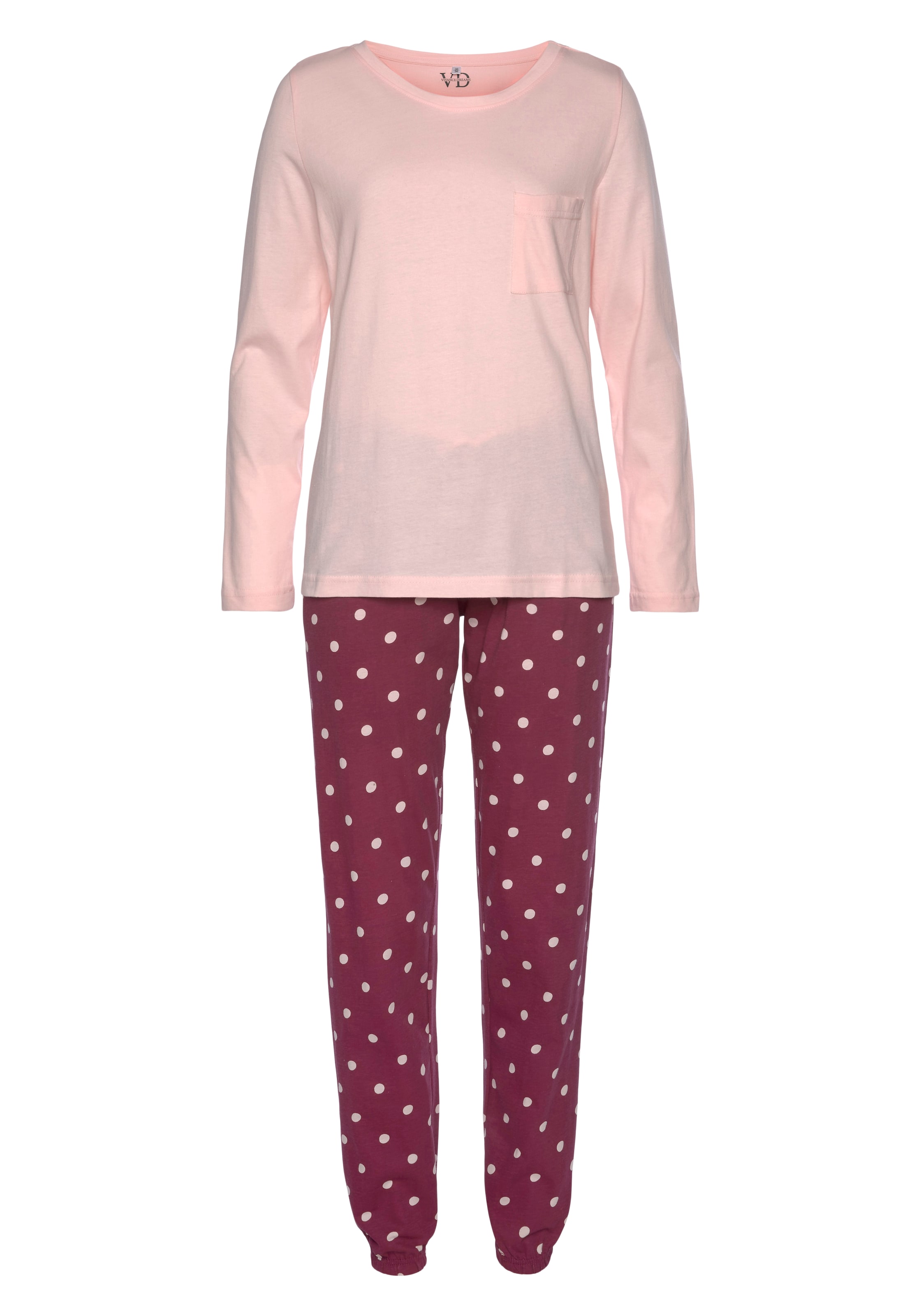 

VIVANCE Пижама 'Dreams' в розовом, вишневом цвете