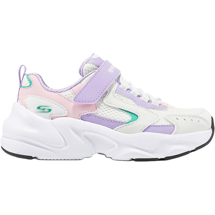 Кроссовки для бега SKECHERS GIRLS с низким верхом, устойчивые к истиранию и скольжению, для детей Skechers Kids, белый/розовый/фиолетовый — фото 2