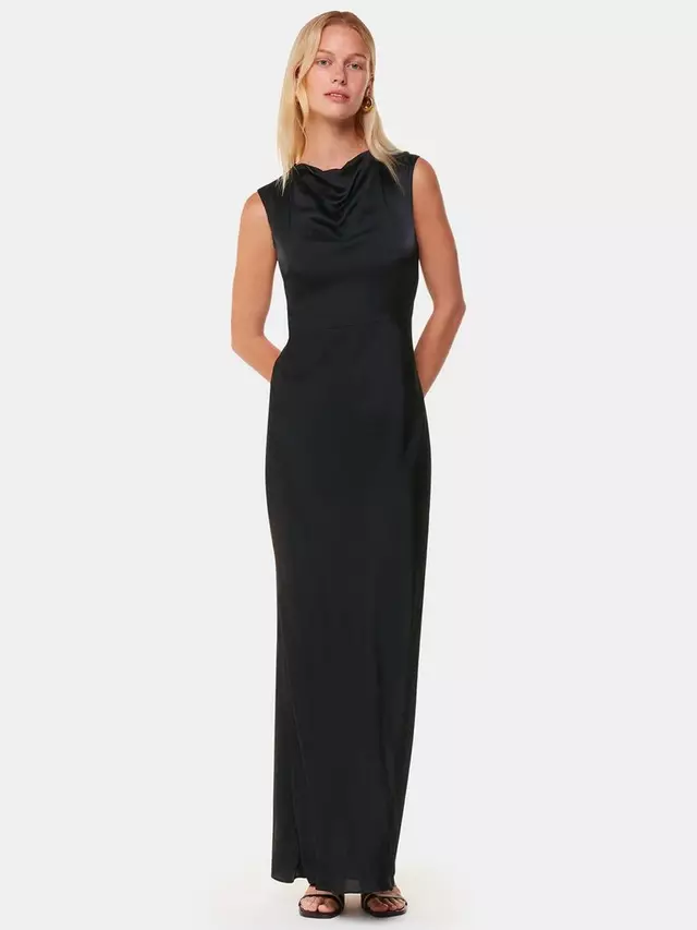 

Платье Whistles Cowl Neck Satin Maxi, черный