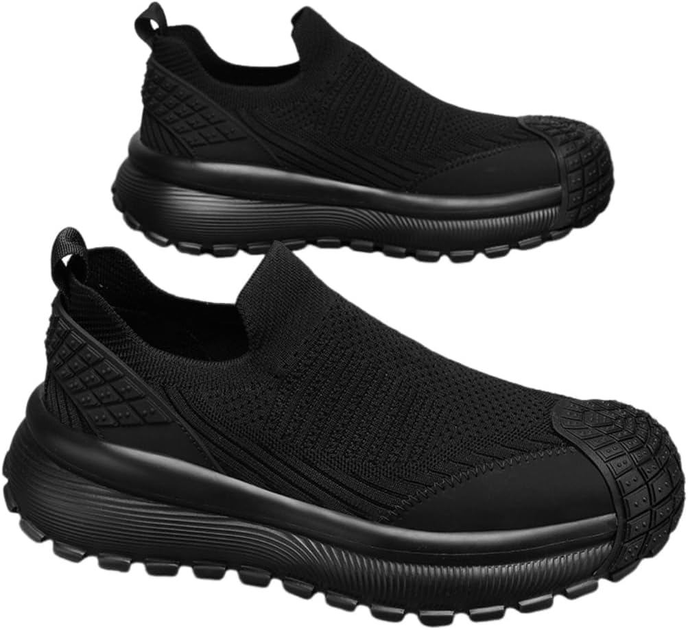 

Мужские сетчатые дышащие кроссовки однотонные повседневные теннисные слипоны легкие трикотажные для ходьбы и бега Lexamen, черный