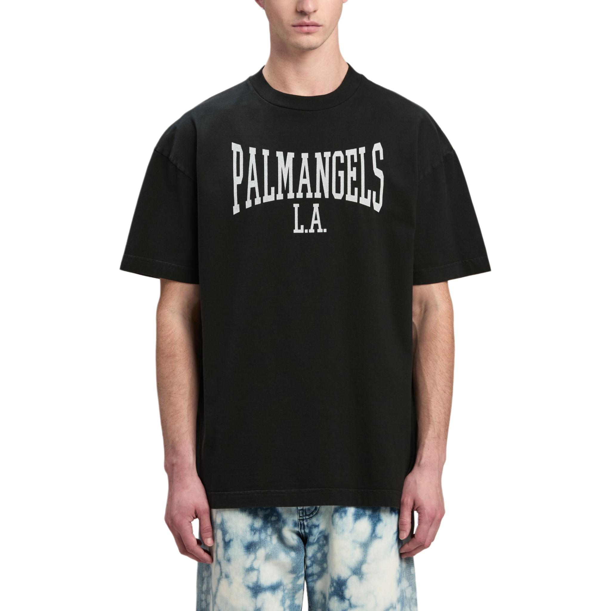 Футболка хлопковая с принтом логотипа PALM ANGELS, черная — фото 3