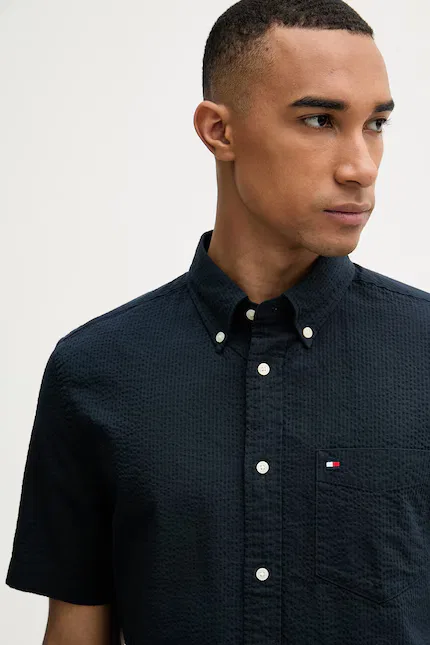 Классическая хлопковая рубашка Tommy Hilfiger, синий — фото 4