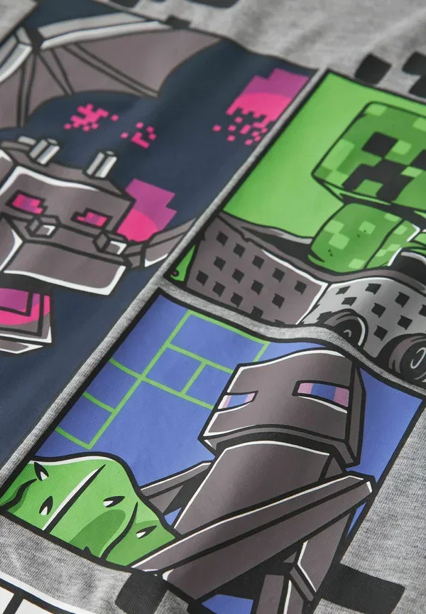 Футболка Name It minecraft print t-shirt, серый меланж — фото 3