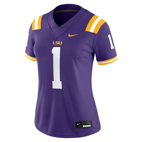 Женская футболка LSU Tigers #1 в фиолетовом цвете Nike — фото 3