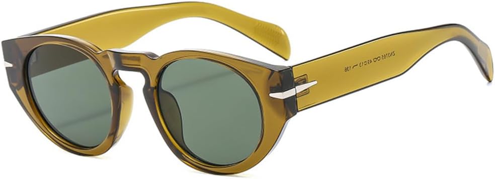 

Ретро мужские круглые солнцезащитные очки, женские солнцезащитные очки с широкими дужками, винтажные солнцезащитные очки с защитой от УФ-излучения UV400 VFDHN, Olive Green