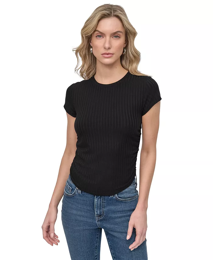 

Женская футболка с ребристыми рукавами-капо DKNY Jeans, черный