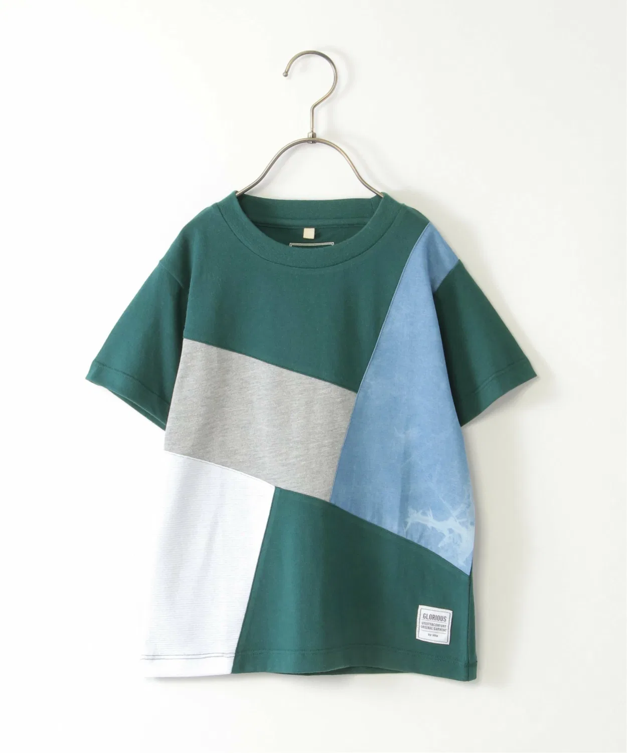 Футболка с выбеленными джинсовыми блоками (120-160 см) Ikka, Dark green