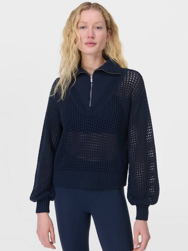 

Джемпер Tides из хлопка с вязаным крючком высоким ребристым подолом Sweaty Betty