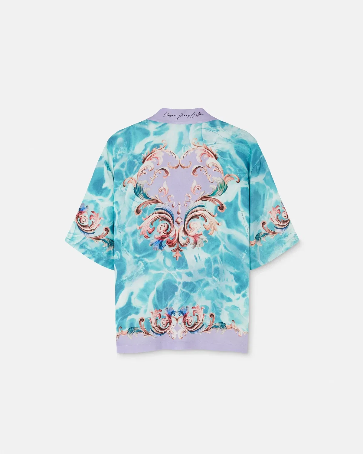 Рубашка из вискозы с принтом Versace, бирюзовый — фото 3