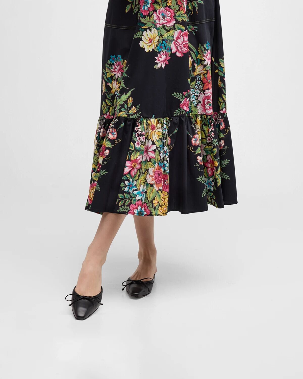Мюли-балерины из овечьей кожи с бантом Manolo Blahnik, цвет Black — фото 3