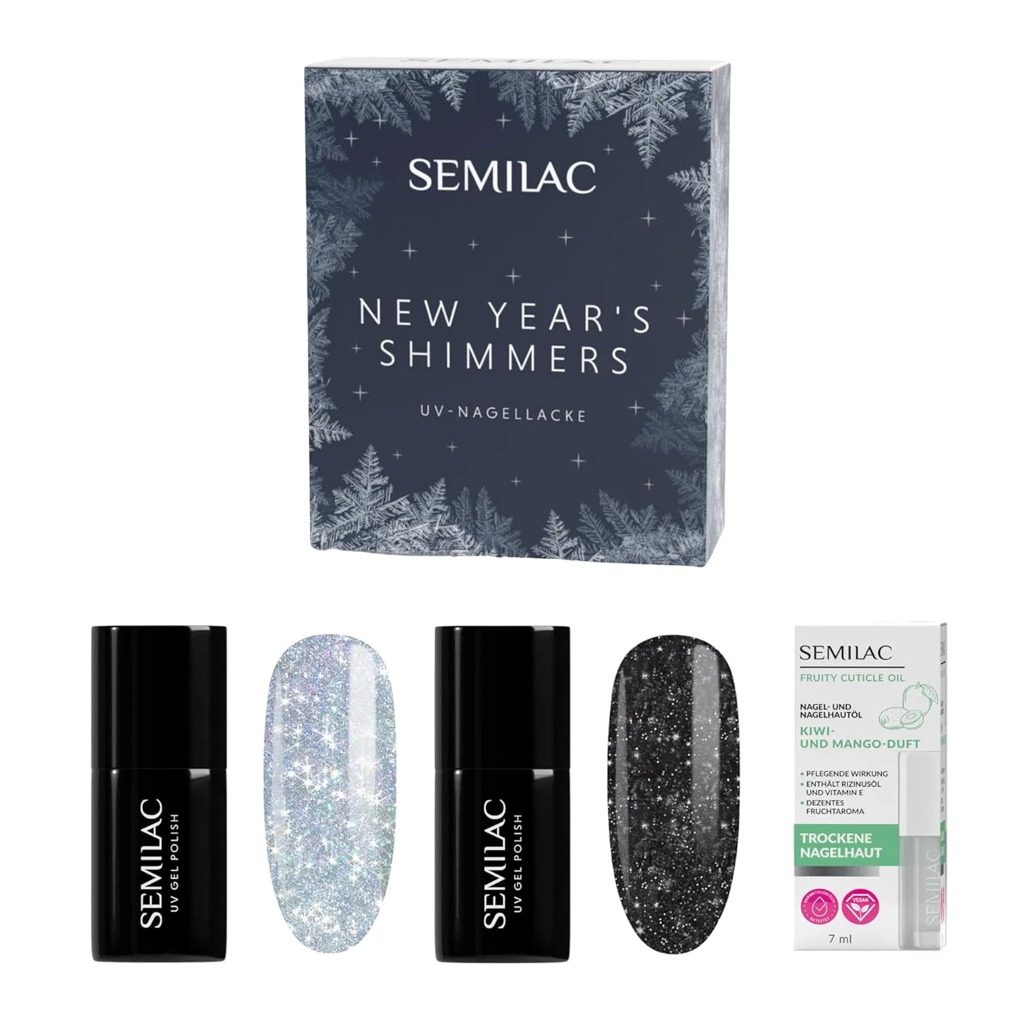 Набор УФ-лаков для ногтей Semilac New Year's Shimmers Semilac