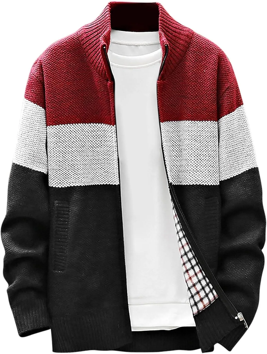 

Ymosrh мужской кардиган, длинный рукав, молния, теплый, размеры L-4XL