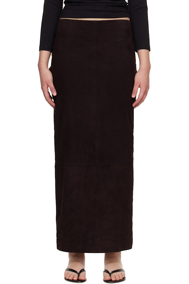 

St. Agni Коричневая замшевая юбка-миди прямого кроя