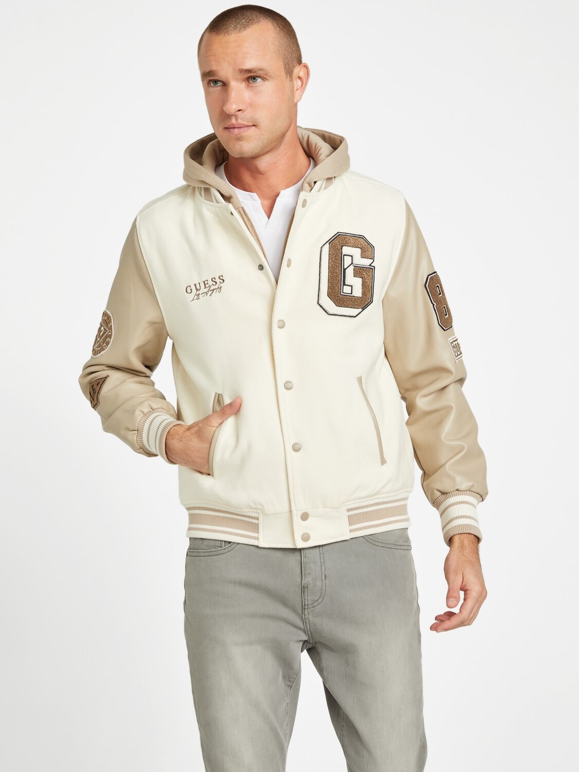 

Университетская куртка Mark с капюшоном Guess Factory, цвет Over Night Oats