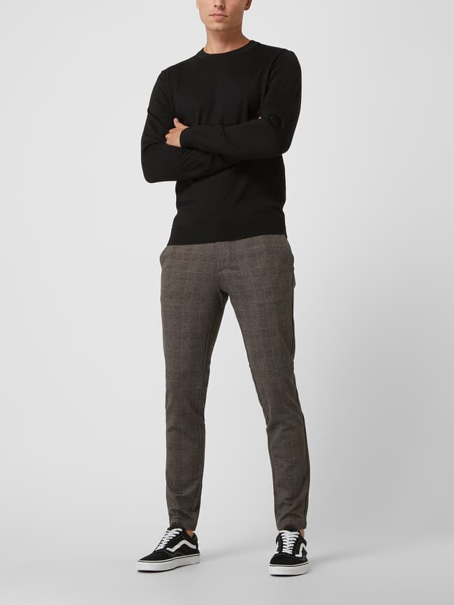 

Брюки зауженного кроя на стрейче, модель «Марк» Only & Sons, коричневый