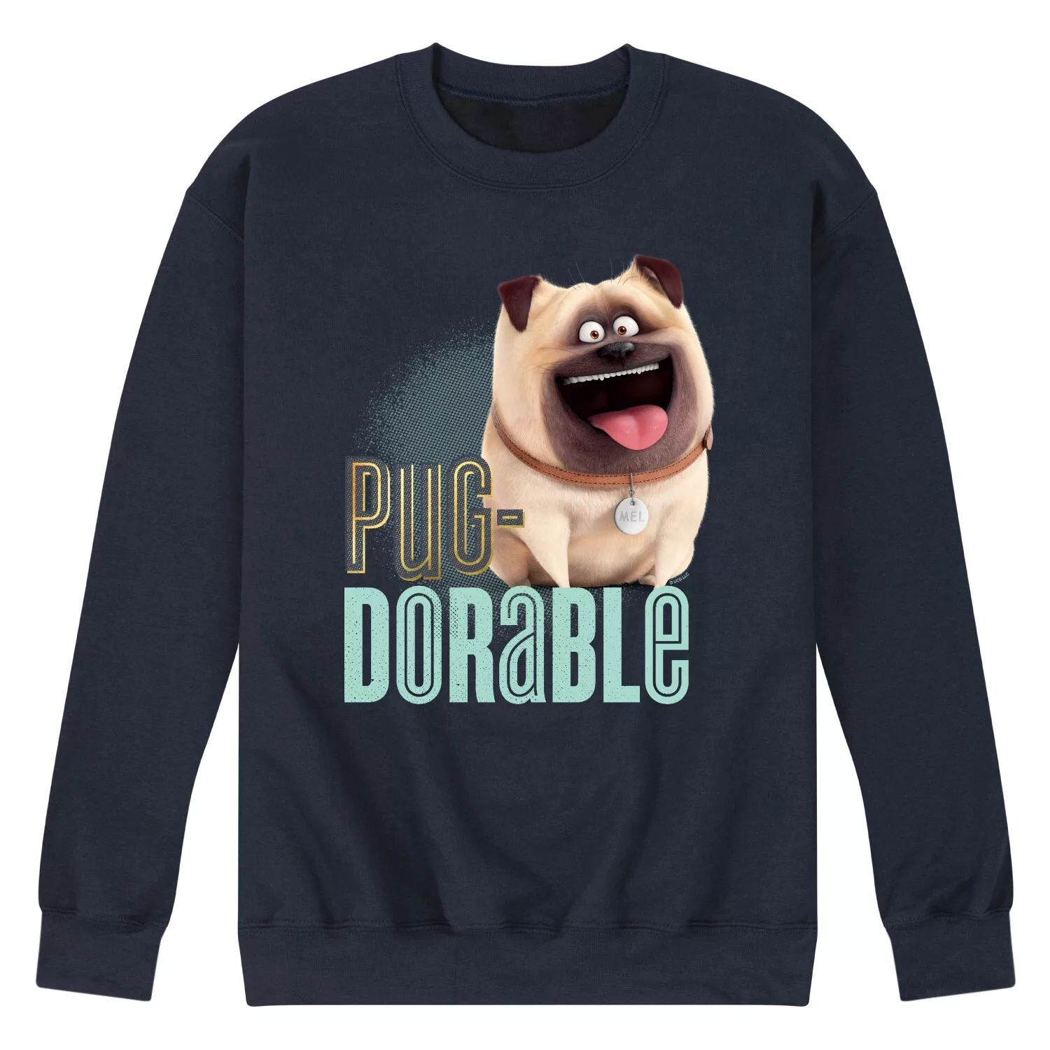 

Мужской флисовый пуловер с рисунком Secret Life Pets Pug Licensed Character