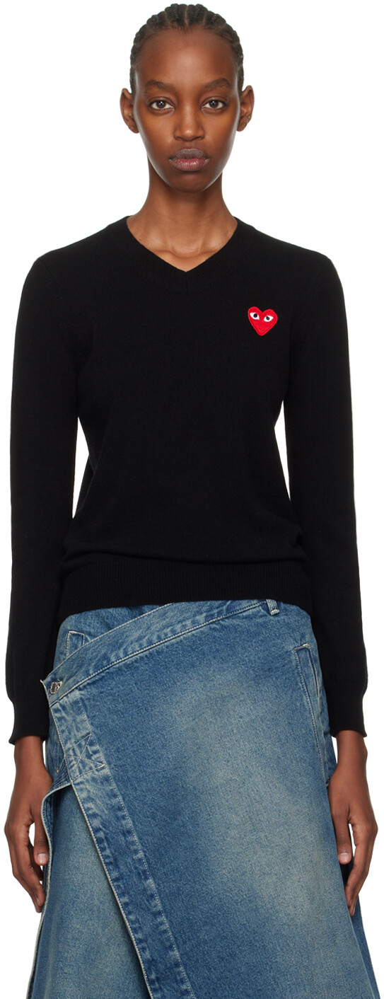 

Черный свитер с нашивкой в форме сердца Comme Des Garcons