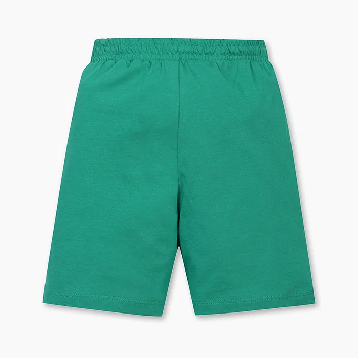Детские графические шорты длиной 4 части зелёного цвета от Benetton Kids — фото 2