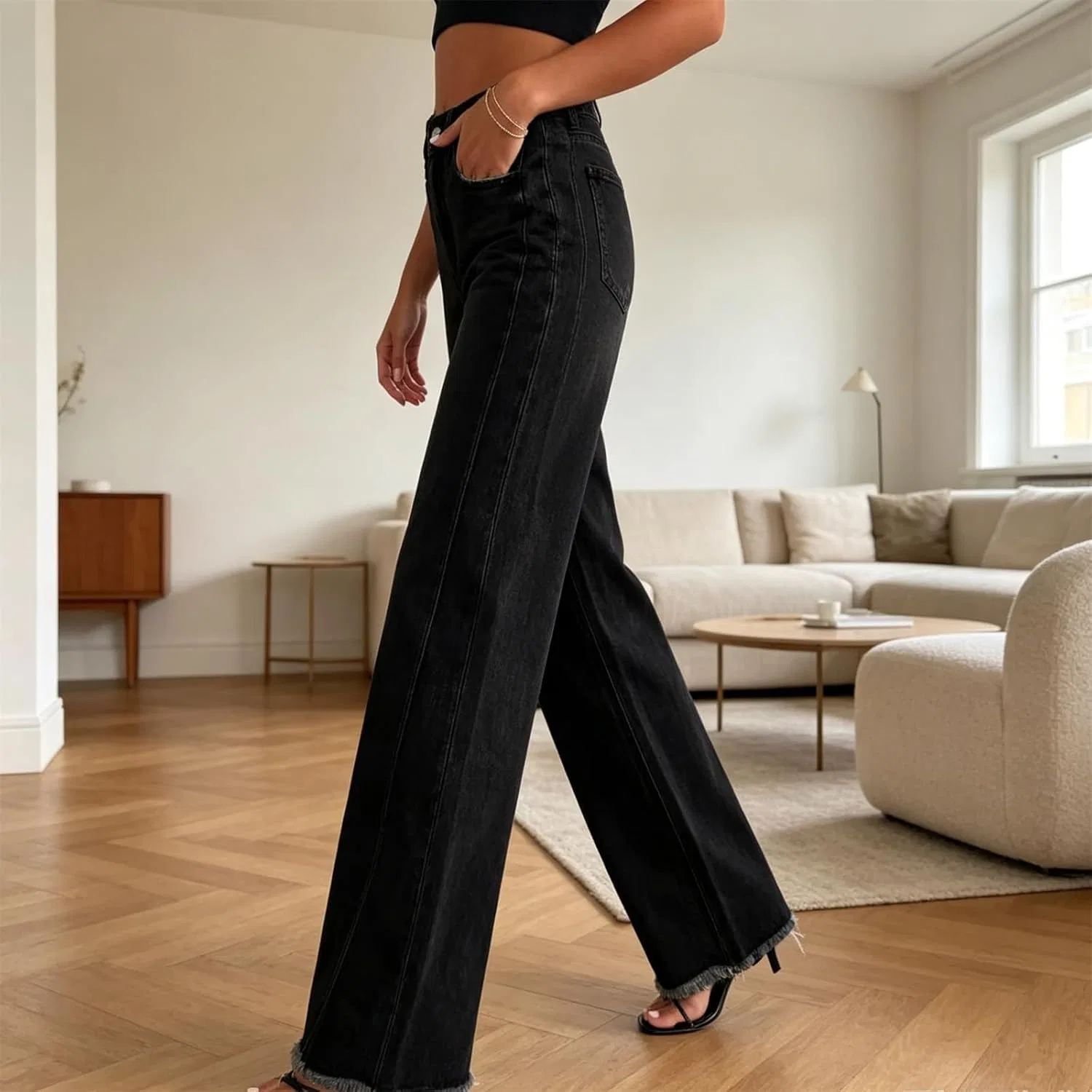 Джинсы мешковатые, Barrel Jeans, Black — фото 3