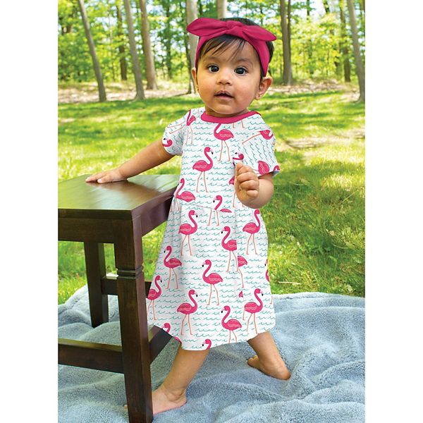 Платье для девочки Infant and toddler cotton с коротким рукавом, 2pk, bright flamingo, 3-6 months Hudson Baby — фото 4