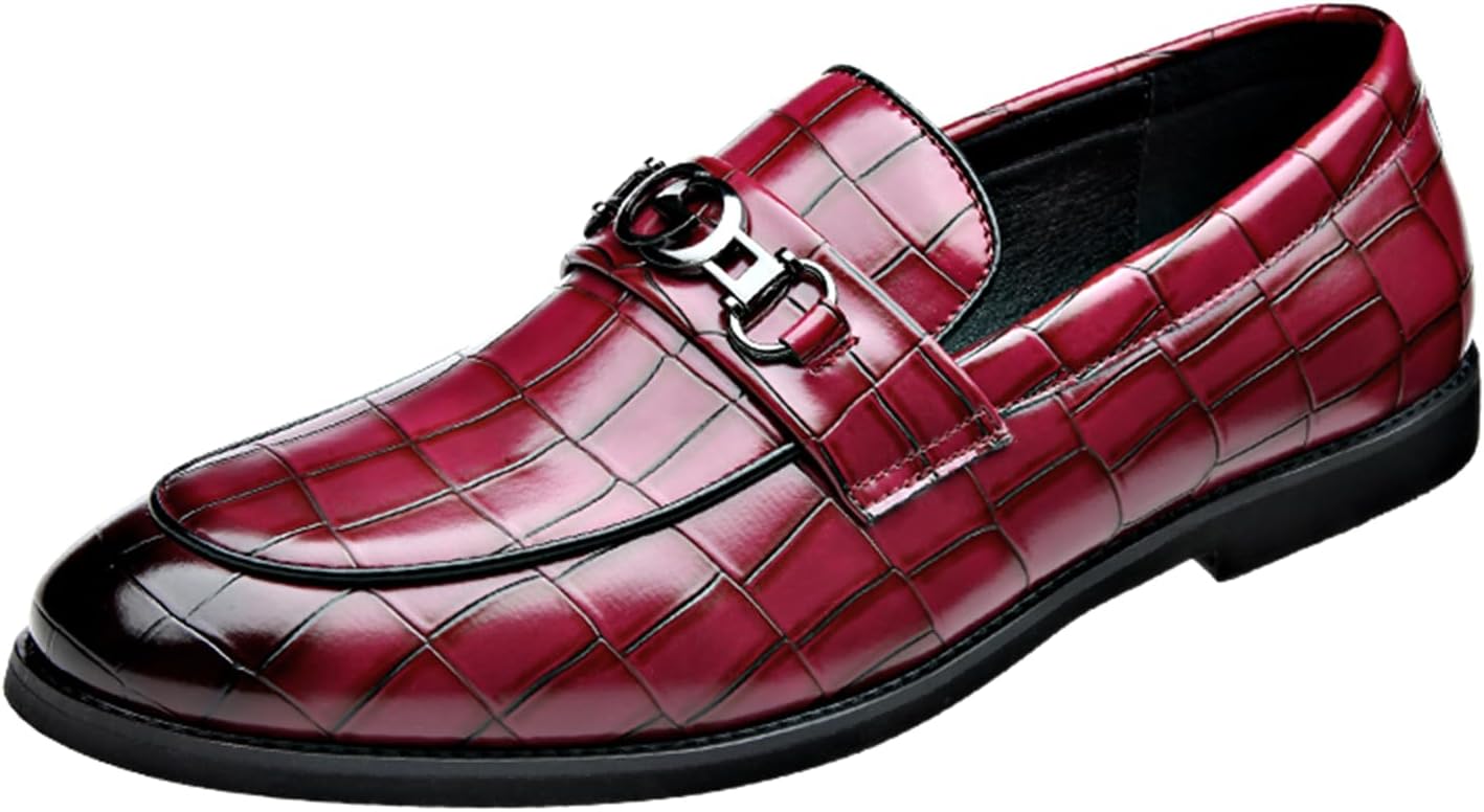 

Мужские классические кожаные слипоны, туфли-лоферы для повседневного и комфортного ношения, с круглым носком, противоскользящие, для формальных мероприятий, работы, вождения, прогулок, вечеринок и свадеб Jhfdioy, красный