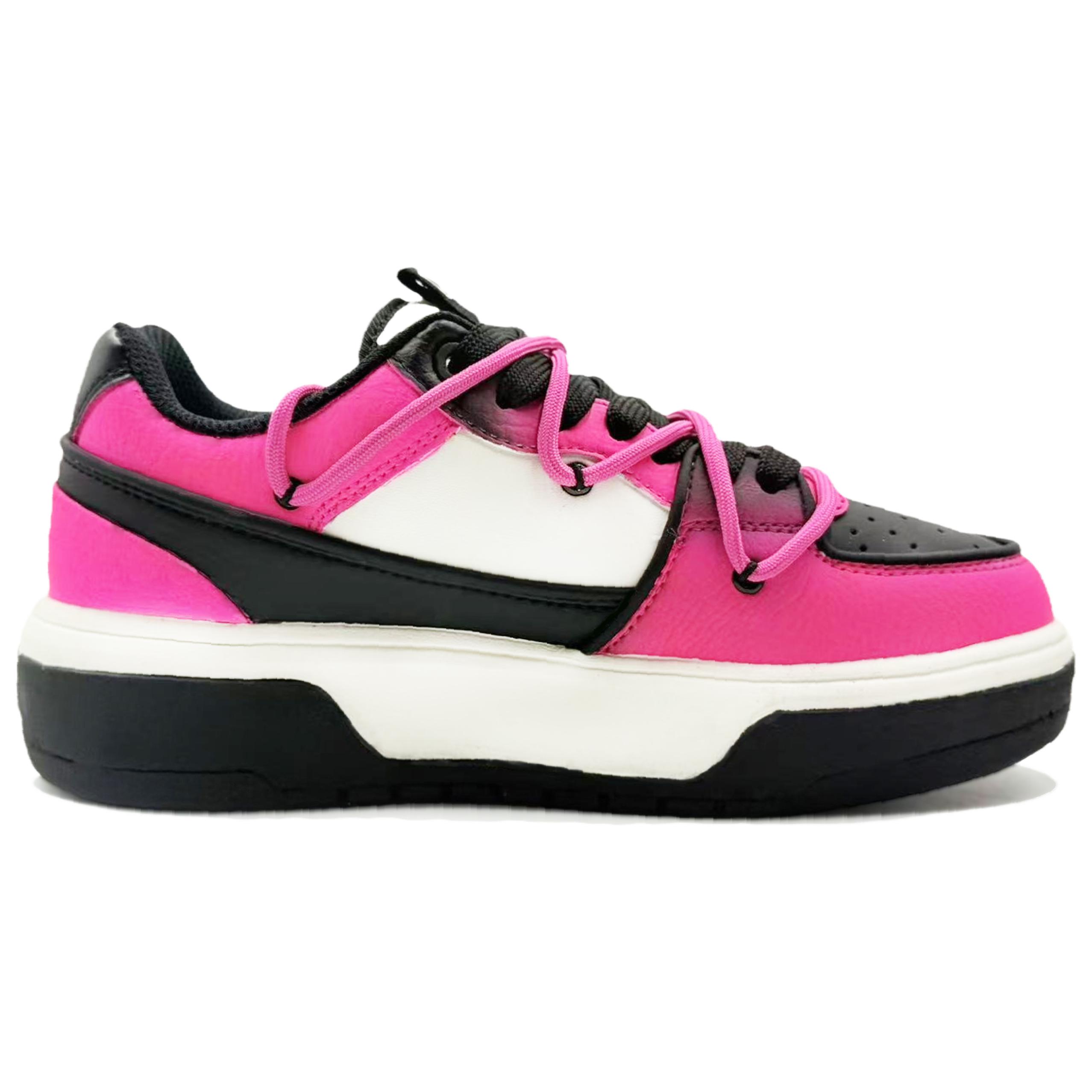 Износостойкие низкие скейтерские кроссовки Chunky Liner Unisex Black Pink MLB, черный/розовый — фото 4