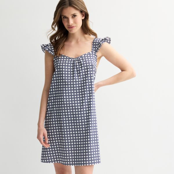 

Женская тканая ночная рубашка-сорочка Draper James, цвет navy wicker