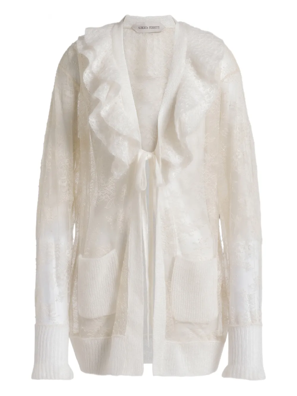 

Кардиган с оборками Alberta Ferretti, нейтральный