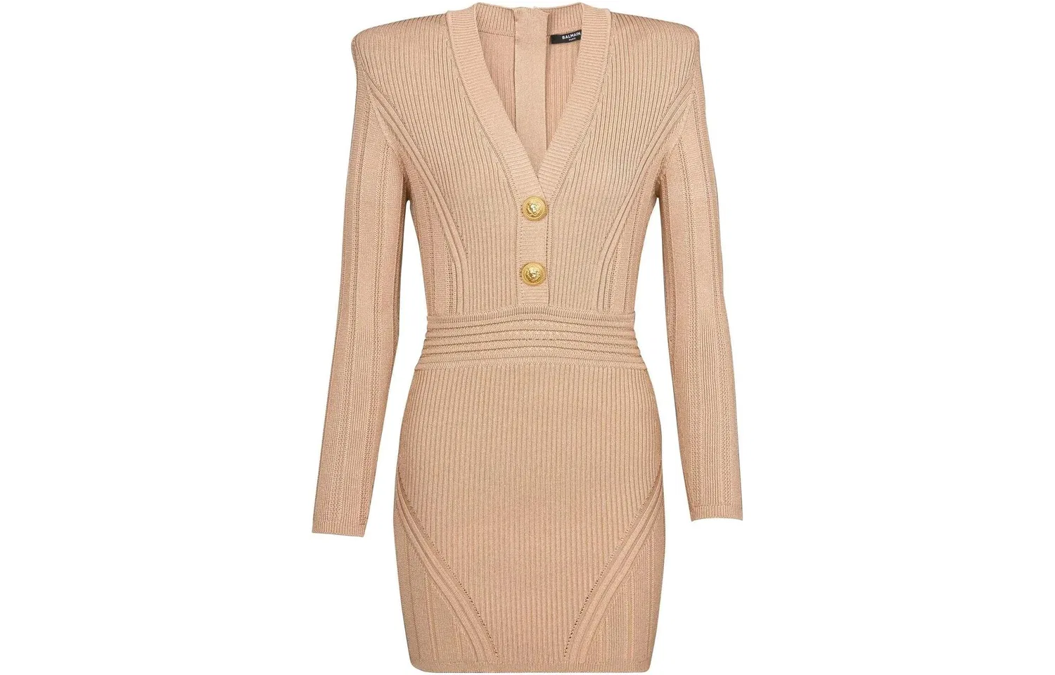 Платье мини с V-образным вырезом и длинным рукавом Umber BALMAIN