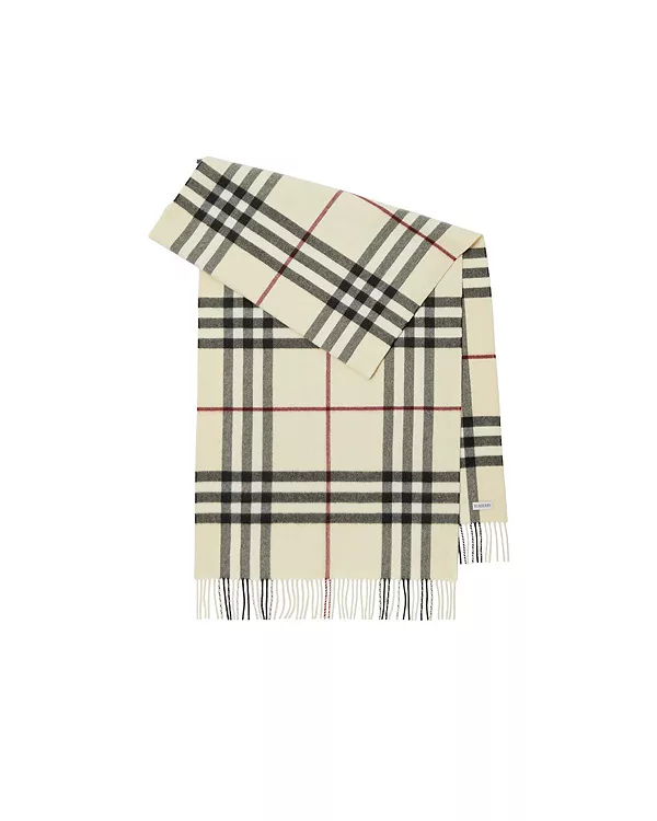 

Широкий клетчатый кашемировый шарф Burberry, бежевый