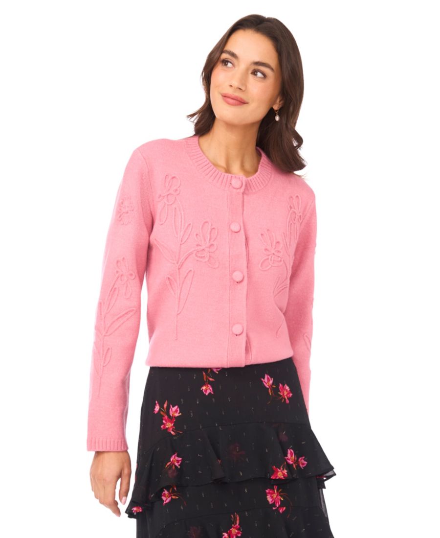 

Женский кардиган с длинными рукавами и цветочной вышивкой CeCe, Rose