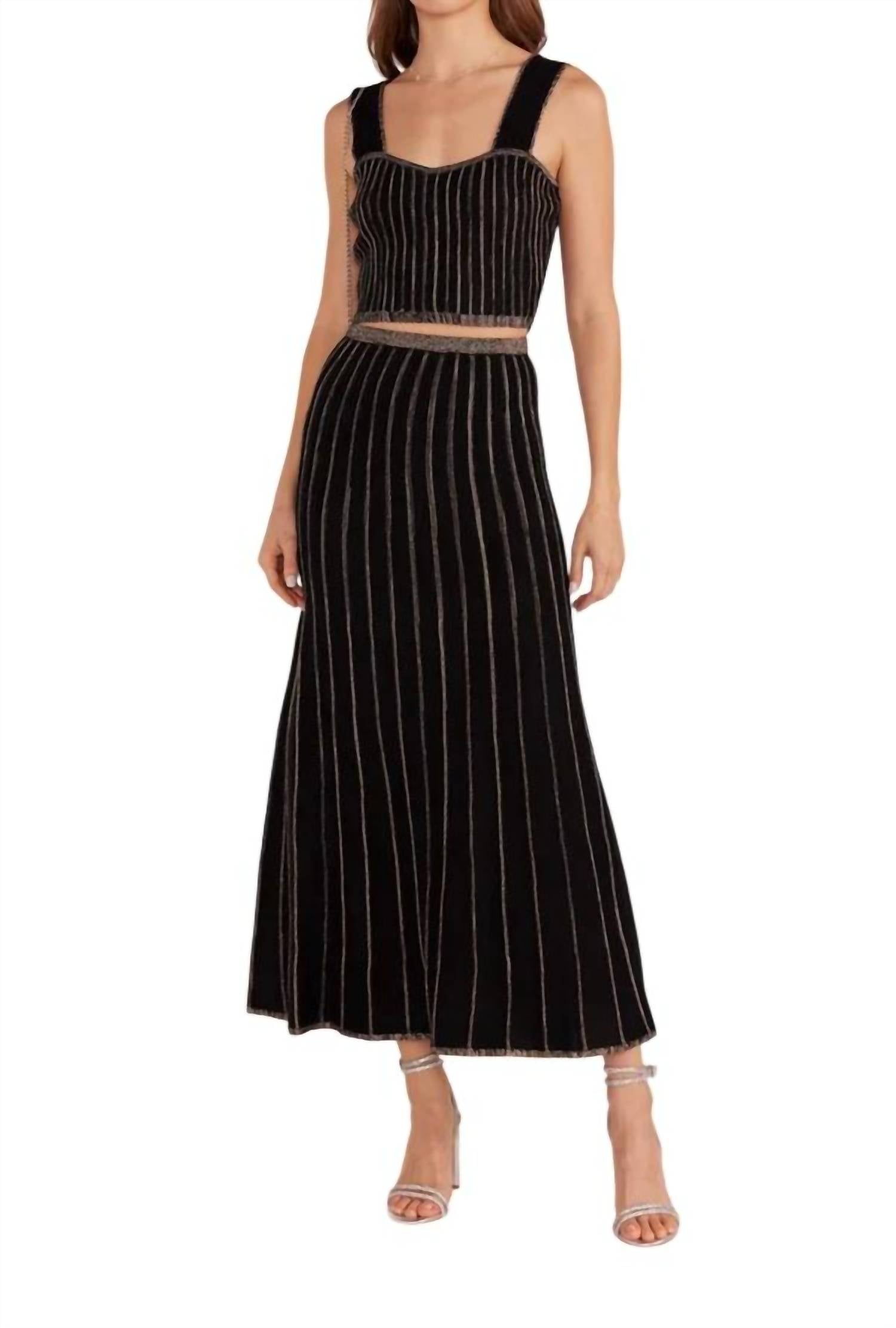 

Юбка-миди Celia Lurex Stripe в черном цвете MINKPINK