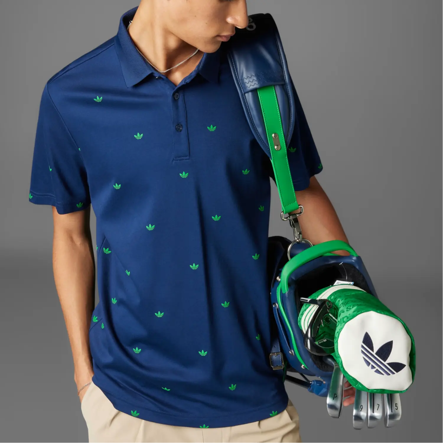 Футболка поло с принтом trefoil Adidas Originals, индиго — фото 4