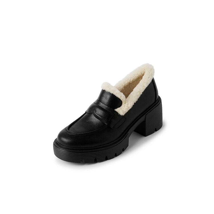 

Лоферы женские с низким верхом Quicheshoes, цвет Black Fleece-Lined