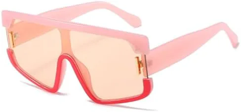 

Крупные квадратные солнцезащитные очки для женщин, модные цельные солнцезащитные очки в винтажном стиле, сине-серые оттенки, панк-очки MTZJH, Orange Lens