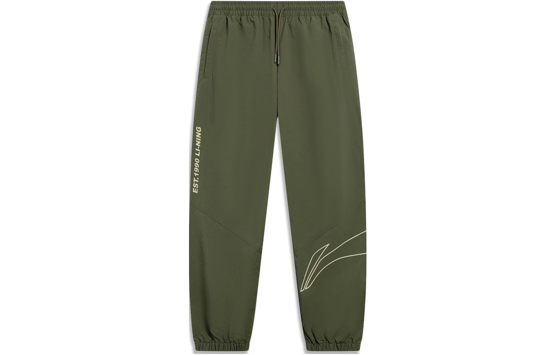 

LINING Трикотажные спортивные штаны мужские темно-оливкового цвета