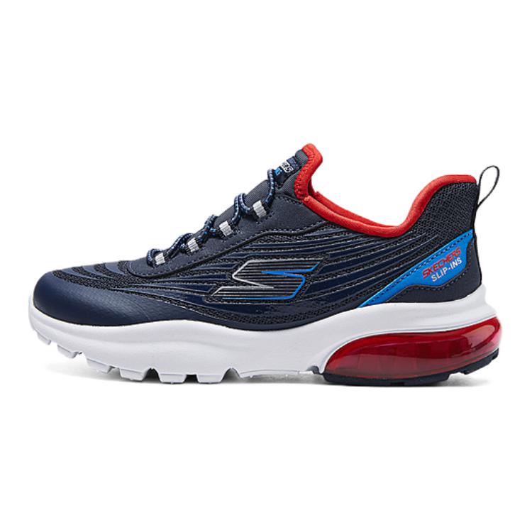 

Skechers Kids Мальчиковы нескользящие износостойкие низкие детские кроссовки Blue White для подростков